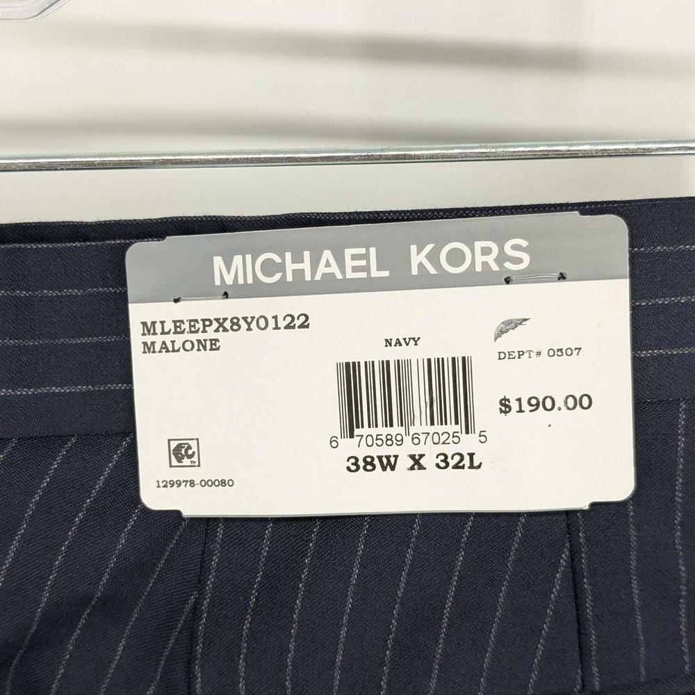 Michael Kors Men's Classic-Fit Wool-Blend Suit Dress Pants Navy Pinstripe 38x32 - Picture 5 of 6